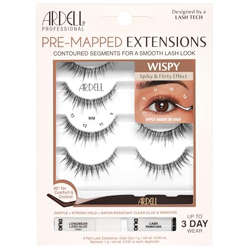 Ardell Wispy Pre-Mapped Eyelash Extensions Kit - 4 Pairs with Glue, Remover & Tweezers (Variation: Wispy)