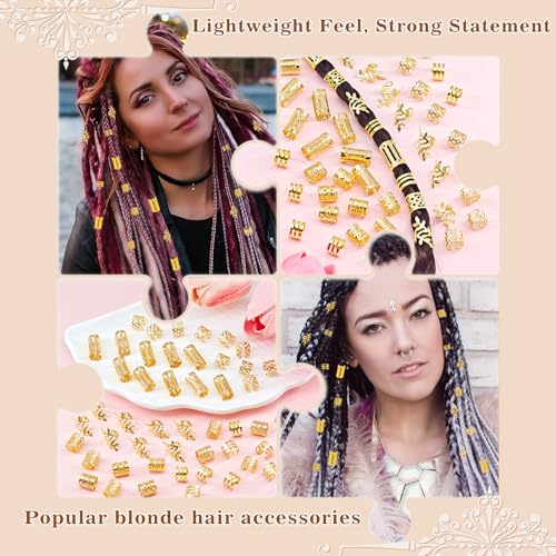 50Pcs Adjustable Metal Hair Cuffs Set for Braids & Dreadlocks