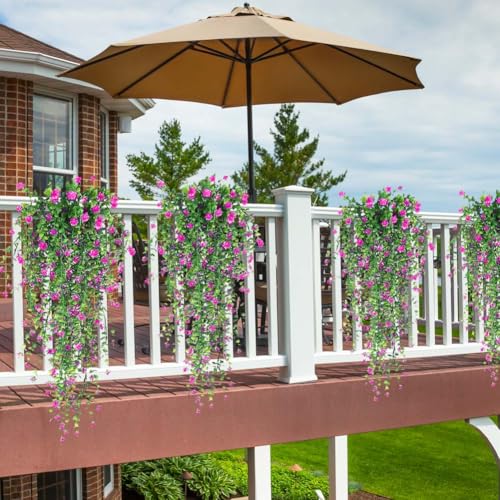 Artificial Hanging Flowers - 3 Pcs UV Resistant Faux Plants for Indoor & Outdoor Decor