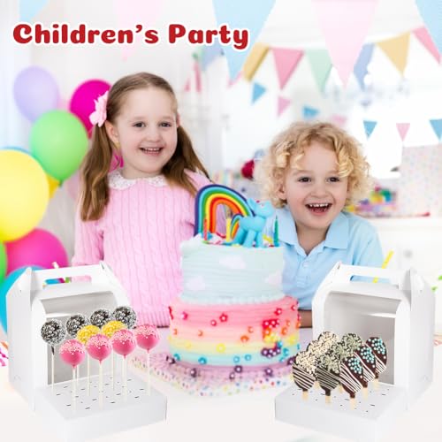 Portable Cake Pop Holder Boxes - 4 Pcs Clear Window Display Containers