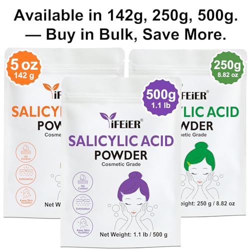 iFEiER Pure Salicylic Acid Powder - Cosmetic Grade BHA for DIY Skincare 250g