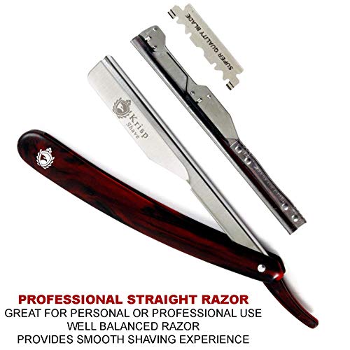 Krisp Beauty Classic Straight Edge Barber Razor Kit with 10 Blades