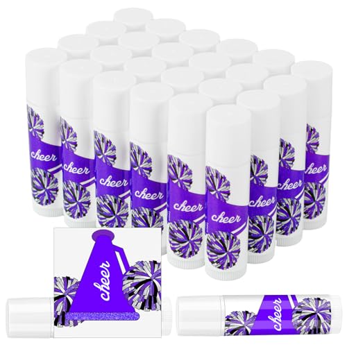 24 Pcs Cheer Team Lip Balm Bulk - Purple Lemon & Mint Moisturizing Set