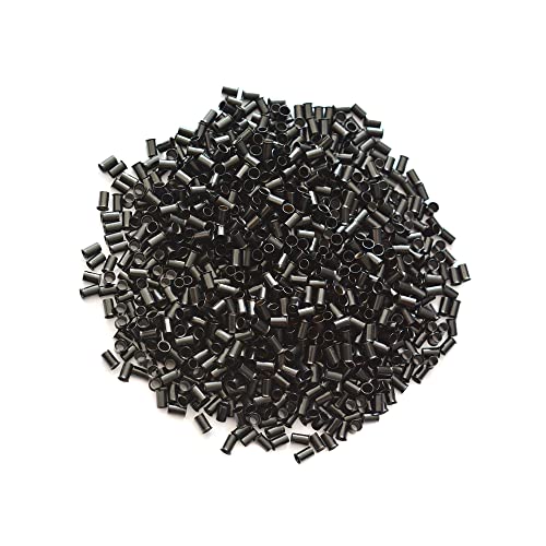 YANTAISIYU 1000 pcs Micro Copper Lock Tubes for Hair Extensions 3.4x3.0x6.0mm Black