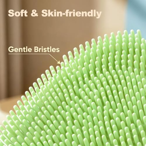 ARIOSOX Green Silicone Body Scrubber - Gentle Exfoliating Back & Body Brush with Suction Cup
