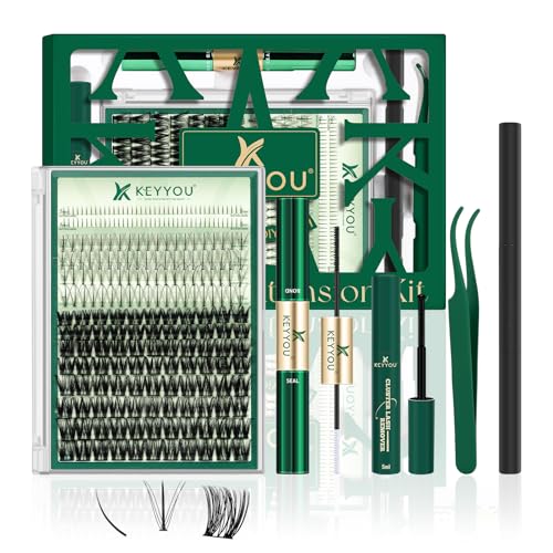 KEYYOU Lash Extension Kit with Bottom Lashes & Clusters - DIY Eyelash Extensions