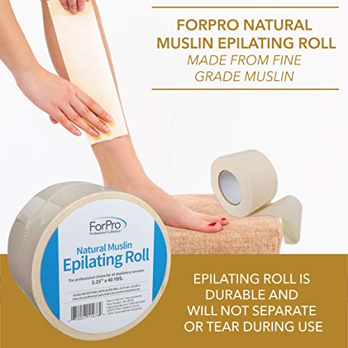 ForPro Natural Muslin Epilating Roll for Hair Removal - 3.25” x 40 Yds