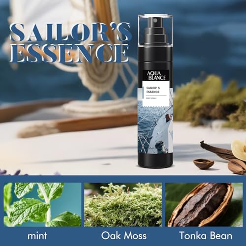AQUA BLANCE Men's Body Spray, Long-Lasting Fragrance Set, 3 x 3.4 Fl Oz