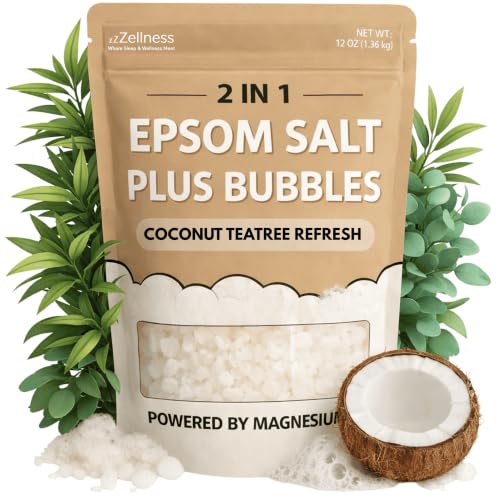 Epsom Salt Foaming Bath Soak – Coconut & Teatree, 12 oz – Muscle Recovery & Relaxation