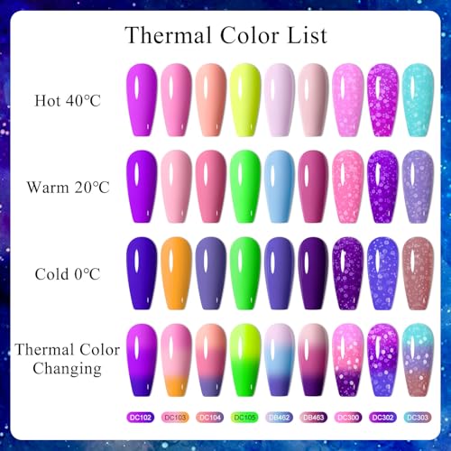 MTSSII Color Changing Gel Nail Polish Set 12 Colors with Snowflake Red – Mood Change & Snowflake Effect, Soak Off