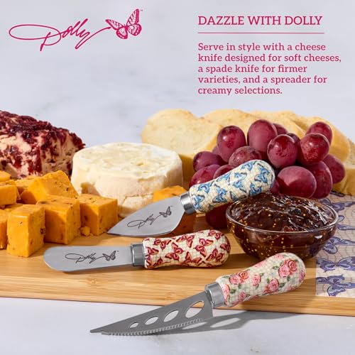 Dolly Parton 3-Piece Cheese Knife Set with Colorful Handles
