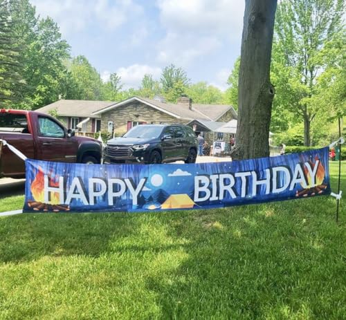 Large Camping Birthday Banner - 9.8 x 1.6 ft Outdoor Decoration