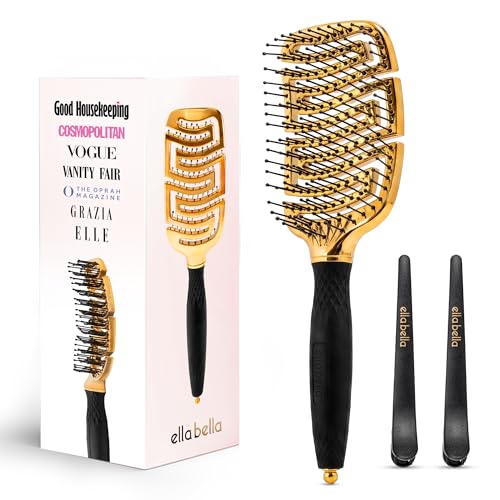 ELLA BELLA Detangling Hair Brush Set with Clips & Sectioning Pin