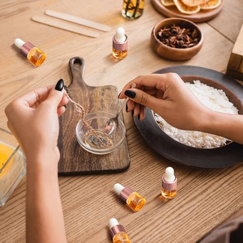 12-Pack 1ml Mini Glass Dropper Bottles with Rose Gold Cap for Essential Oils