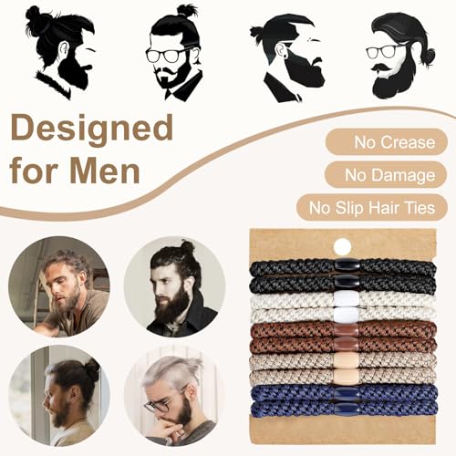 Durable Braided Hair Ties for Men - 10Pcs No-Crease Design