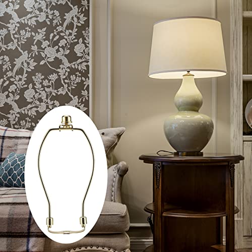 10-Inch Polished Brass Lamp Harp Kit - Pack of 2 with Bases & Finials