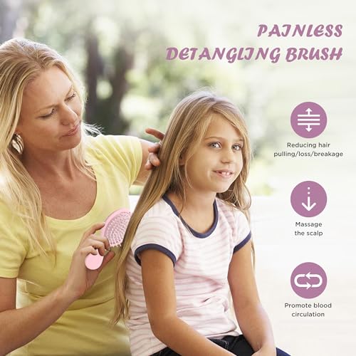 Bituemly Mini Hair Brush - Portable Detangling Brush for All Hair Types