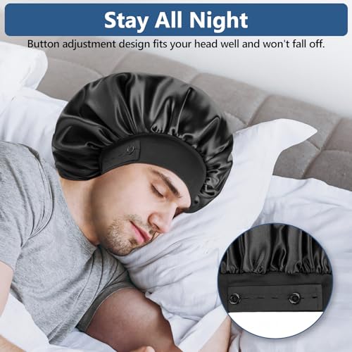 WINSTECK Adjustable Satin Bonnet for Men & Women - Double Layer Hair Protection
