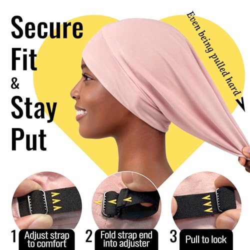 PARISBELLA Satin Lined Sleep Bonnet & Scrunchie One Size Black
