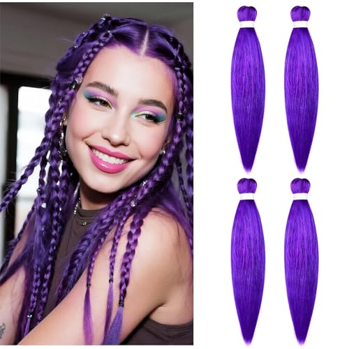 AOMIG Purple Braiding Hair 27 Inch 4PCS - Pre Stretched Crochet Extensions