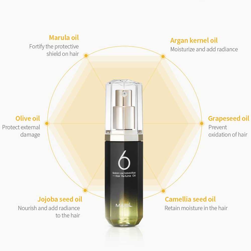 Masil 6 Salon Lactobacillus Hair Perfume Oil Dry Damaged Curly Frizzy Hair Scalp Moisture Hydrating Bouncy Hair Korean Hair Care (Hair Perfume Oil Moisture)