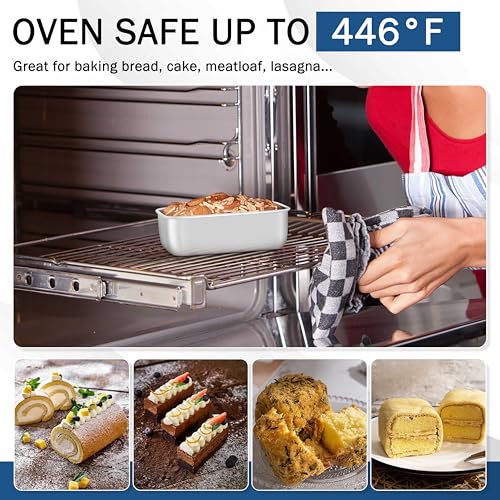 TeamFar Mini Loaf Pan Set - 3 Stainless Steel Baking Pans, 6.3 x 3.5 Inch, Dishwasher Safe