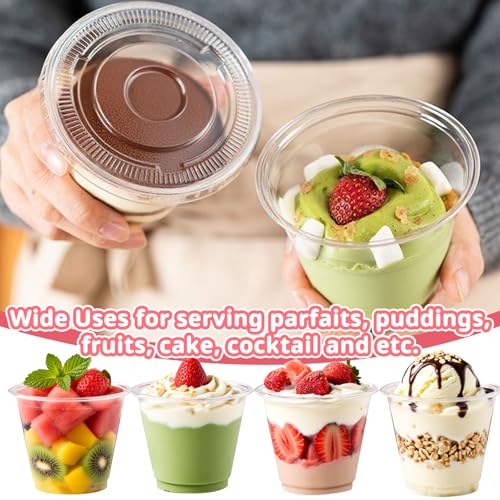Cayxenful 50-Pack 9oz Disposable Dessert Cups with Lids
