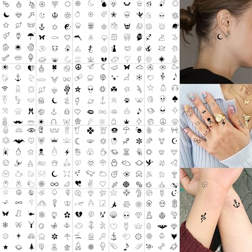 Cute Temporary Tattoos Pack - 28 Sheets 504 PCS Kids & Adults, Water-Resistant Body Art