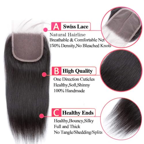 TNICE 8 Inch HD Lace Closure - 4x4 Straight Human Hair