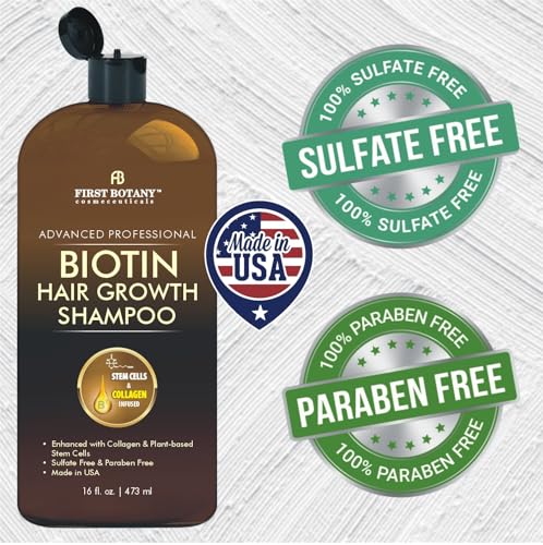 First Botany DHT Blocker Hair Regrowth Shampoo 16 fl oz - Hydrating & Volumizing for Men & Women