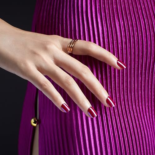 imPRESS No Glue Press On Nails, Red Squoval, 30 Count Kit