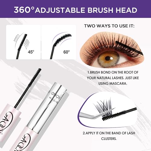 GAQQI Lash Bond and Seal + Bond and Remover Set - Waterproof Cluster Glue