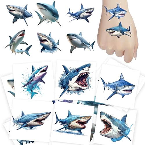 Shark Temporary Tattoos for Kids - 74 PCS Ocean Animal Designs