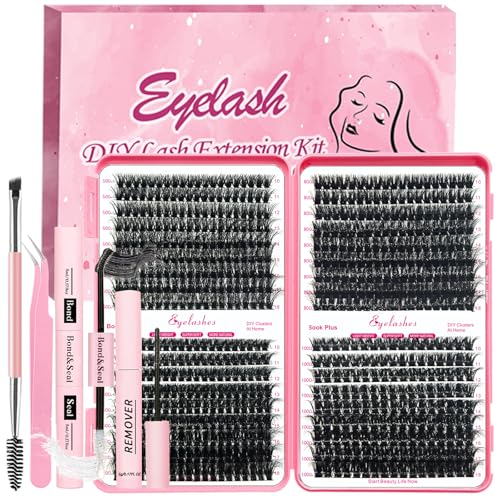 Qiveaory D-Style DIY Lash Extension Kit 684pcs Thick Cluster Lashes 10-18mm