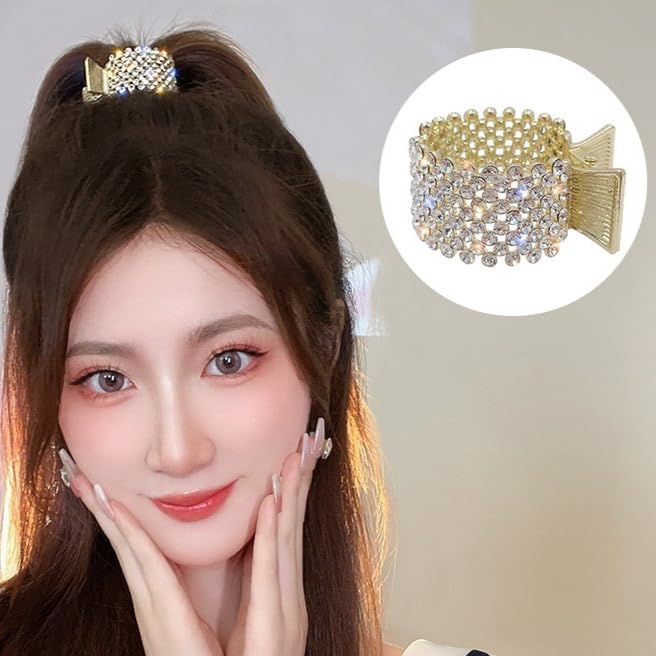 Hair Claw Clips - 3PCS Rhinestone Shark Clips for High Ponytails | Nonslip Hair Accessories for Thick Long Hair