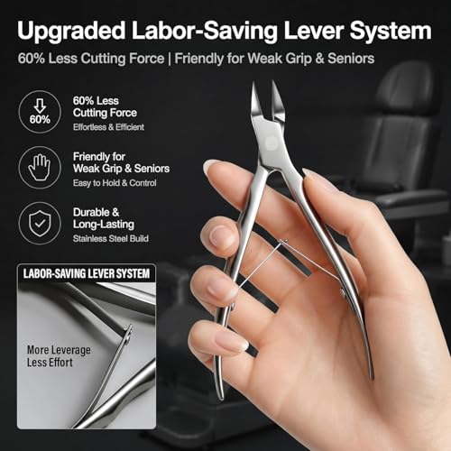 Gubonwer Straight Blade Heavy-Duty Toenail Clippers for Thick Nails – Wide Jaw, Engraved Stainless Steel