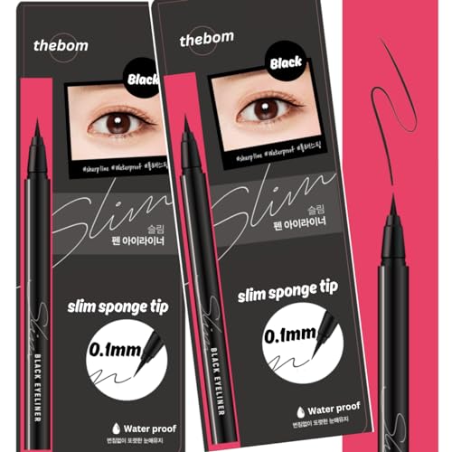 Produco Waterproof Liquid Eyeliner Set - Ultra-Fine Tip, Smudge-Proof, 2 Pack Black