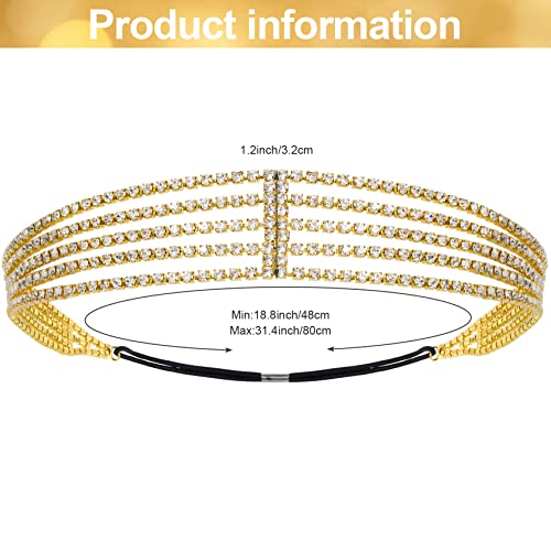ANCIRS 2 Pack Multi-Layered Elastic Headbands - Gold & Silver