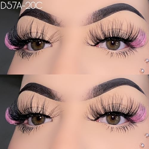 Pink-18mm Miss Kiss Black and Pink Faux Mink Lashes, Reusable, No Glitter