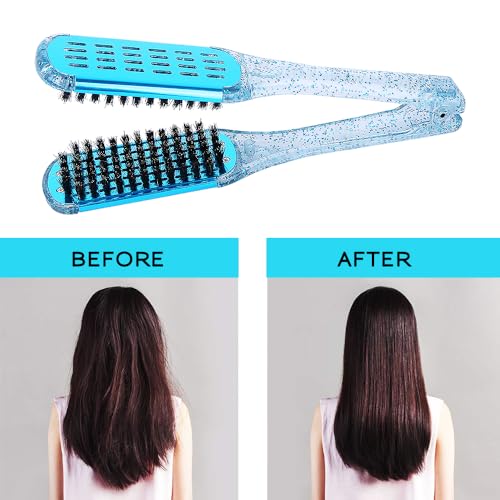 STYLANCE Double Sided Boar Bristle Clamp Hair Straightening Brush Set