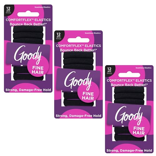Goody ComfortFlex Ouchless Hair Elastics, Black, 12 Count