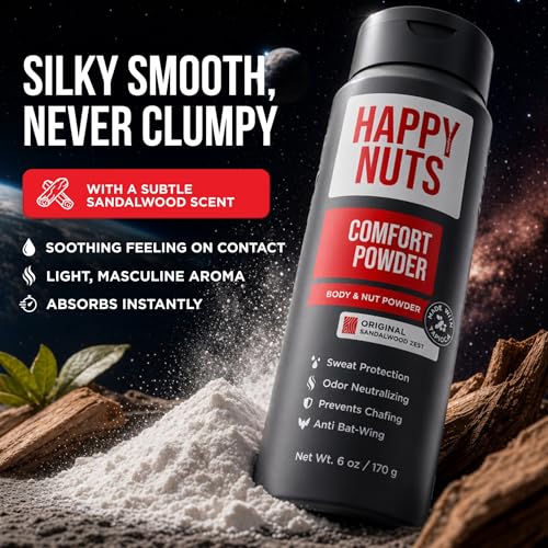 HAPPY NUTS Comfort Powder Deodorant for Men - Original, 6 oz