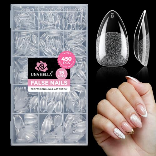 UNA GELLA Short Almond Nail Tips 450PCS - A1-Short Almond Fake Acrylic Nails