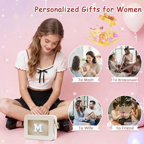 Personalized Beige Makeup Bag for Women - Compact Travel Toiletry Case