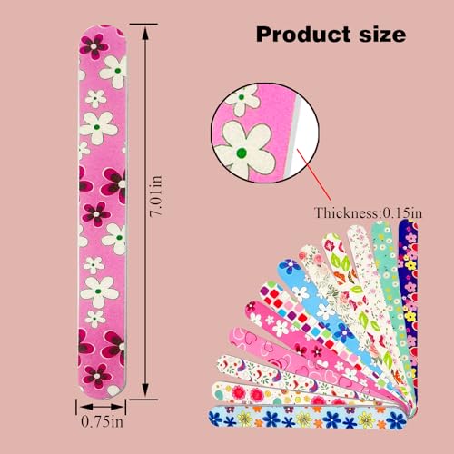 Colored Double-Sided Nail Files – 24 Pack Professional Emery Boards