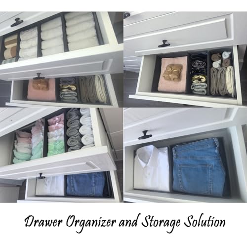 Bructhun Fabric Drawer Organizer Set of 4 - Foldable Storage Bins