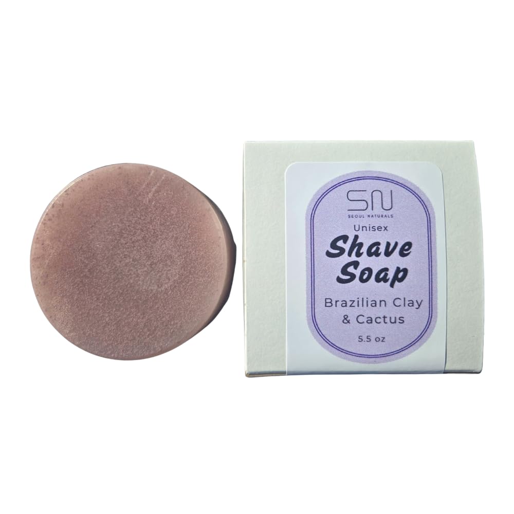 Seoul Naturals Shaving Bar Soap, Cactus with Brazilian Purple Clay, k beauty, 5.5 oz