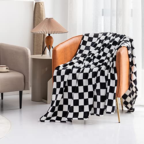 LOMAO Checkerboard Flannel Throw Blanket - Soft, Warm & Cozy 40"x50"