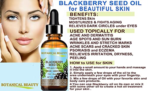 Botanical Beauty Blackberry Seed Oil 100% Pure, 0.5 Fl Oz - Anti-Aging & Moisturizing