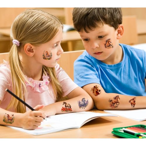 Horse Temporary Tattoos for Kids - 10 Sheets Waterproof Stickers